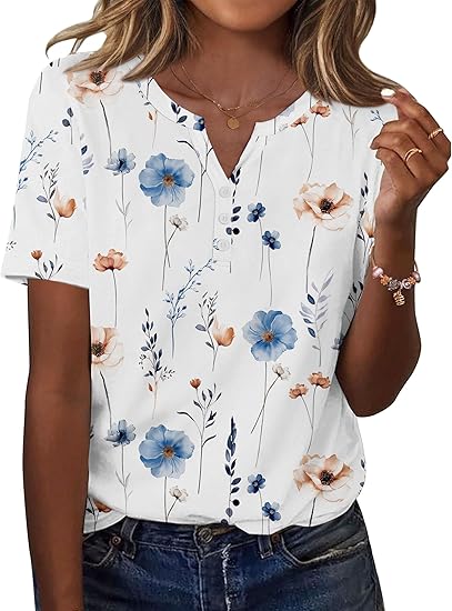 Zeagoo Womens Summer Tops Casual Short Sleeve V Neck Shirts Business Dressy Work Blouses